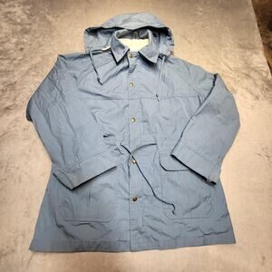 Vintage Woolrich Jacket Womens L Blue Parka Removable Hood USA‎ Coat Drawstring